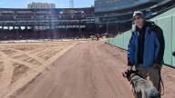 Fenway groundskeeper David Mellor and his service dog Drago