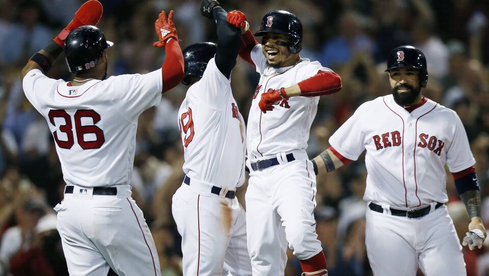 Mookie Betts, Jackie Bradley Jr., Eduardo Nunez, Sandy Leon