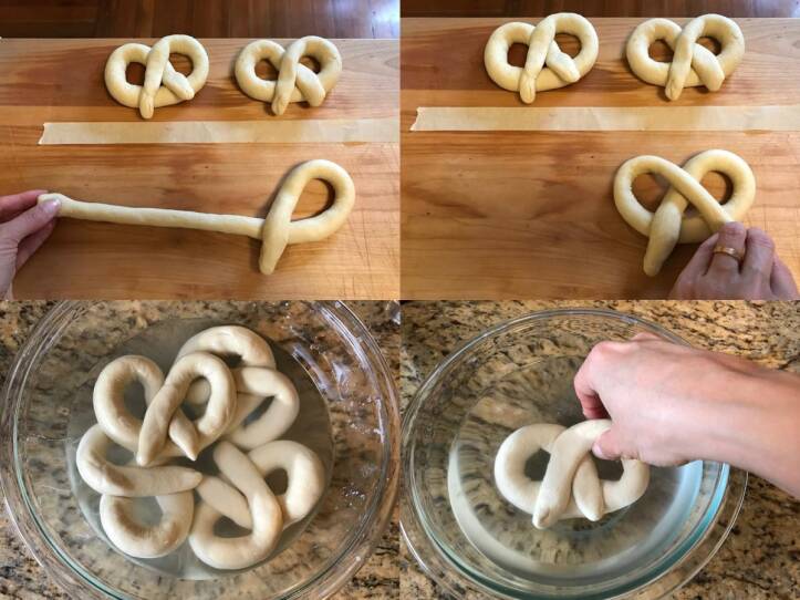 Creating the classic pretzel shape.