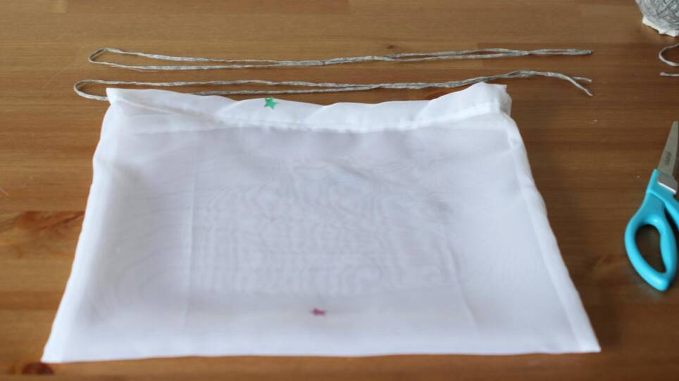 Step-by-step photos for homemade produce bag tutorial.