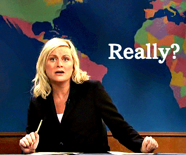 A woman incredulously says "Really?!"
