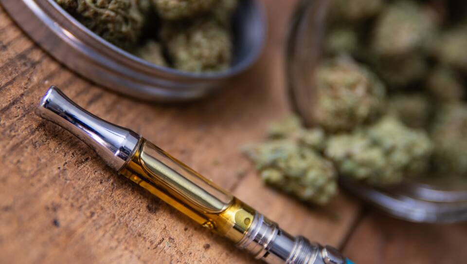 THC Oil Concentrate Filled Vape Pen Up Close