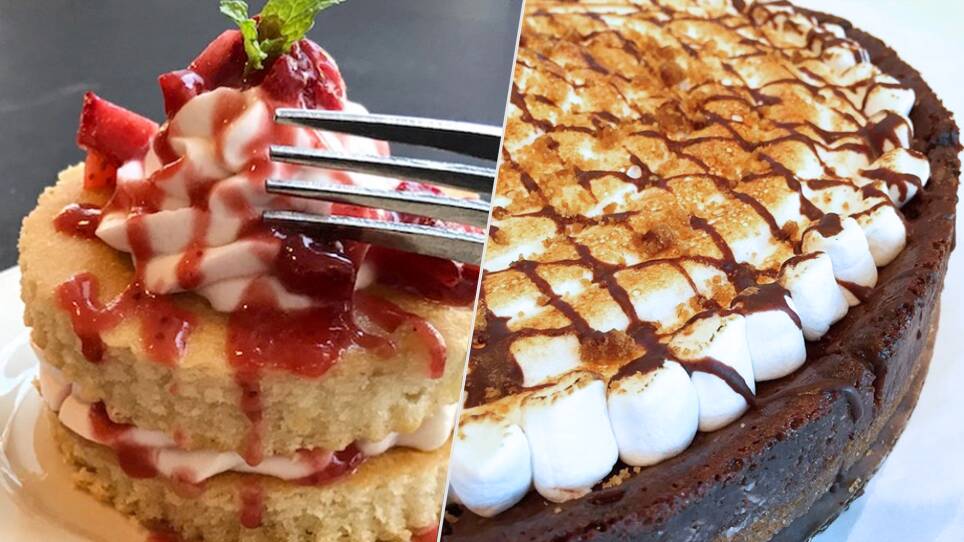 Left: Veggie Galaxy's strawberry shortcake // Right: The s'mores cheesecake at Veggie Galaxy–-out of this world!