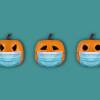 Halloween pumpkins with surgical mask