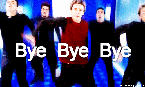 Men dance and sing "bye bye bye"