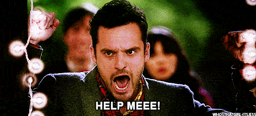 A man uncomfortably yells "Help meee!"