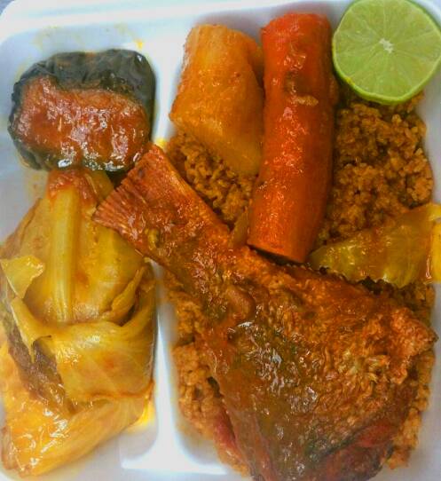 Jollof rice with fish at Safari African Restaurant.
