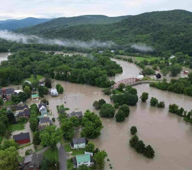 Floodwaters cover the Volunteers Green in Richmond on Tuesday morning.