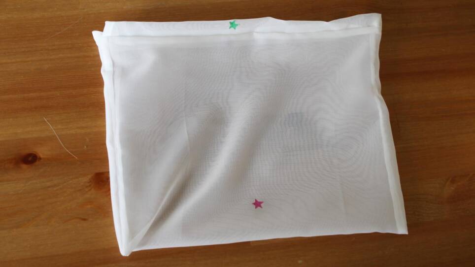 Step-by-step photos for homemade produce bag tutorial.