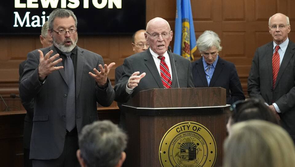 The Hon. Dan Wathen, chair of the commission that investigated the deadliest shooting in Maine history, responds to questions during the release of the commission's findings, Tuesday, Aug. 20, 2024, in Lewiston, Maine.