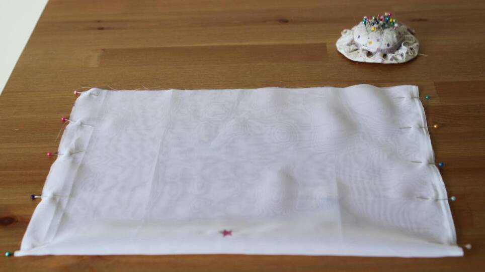 Step-by-step photos for homemade produce bag tutorial.