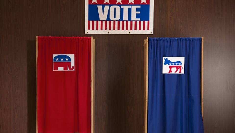 Voting booths in polling place
