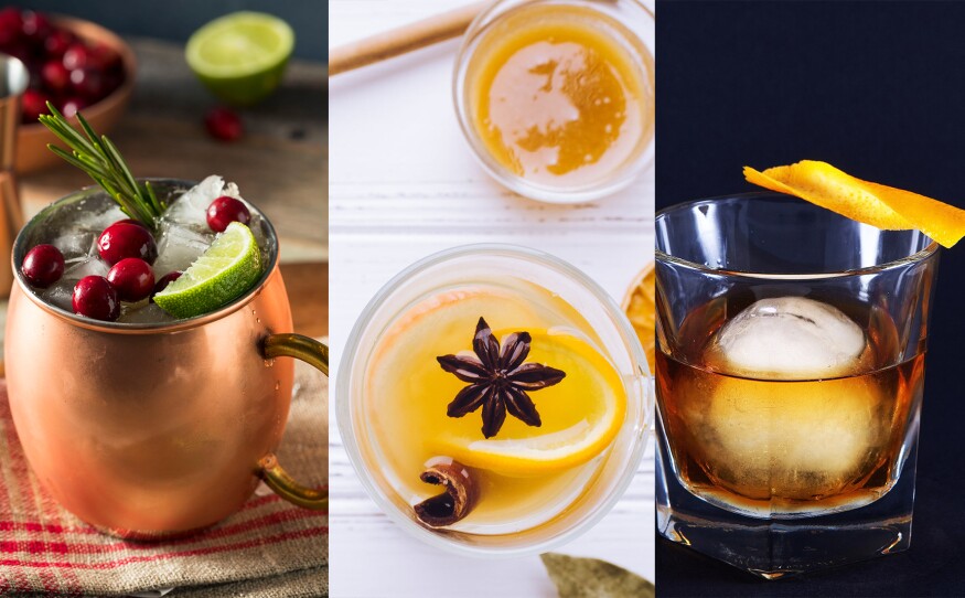 Cranberry Moscow Mule, Hot Toddy and Old Fashioned Mocktails