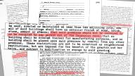 Overlaid legal documents show highlighted phrases like "said premises shall not be conveyed to or occupied by any person not of the Caucasian race."
