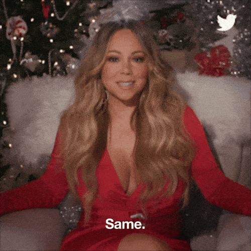 Mariah Carey shakes her head and says "same."