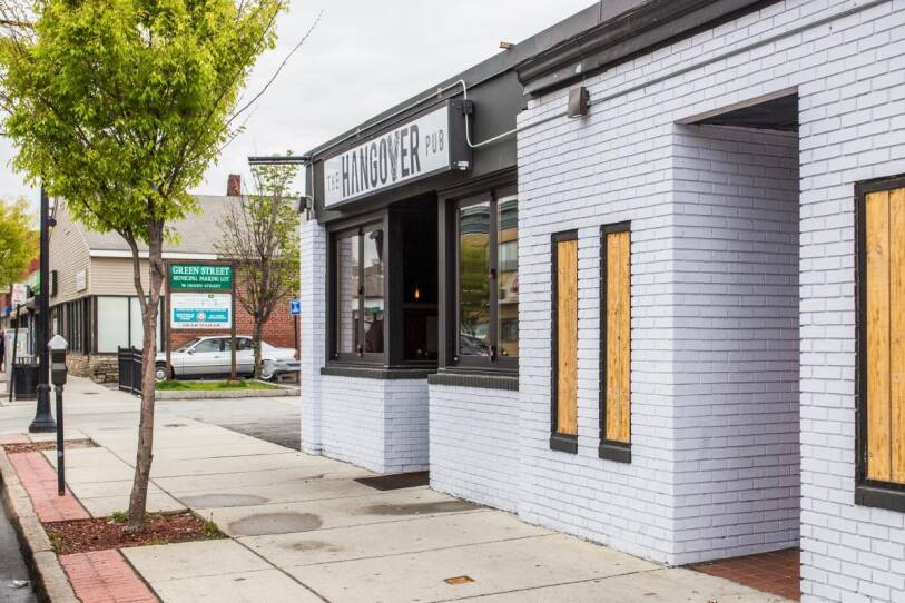 The exterior of the Hangover Pub in Worcester.