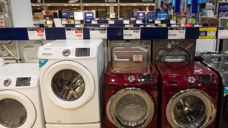 Washing machines, dryers and other appliances are seen for sale at a Lowe's home improvement store in Washington, D.C., Sept. 27, 2018.