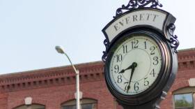 Clock on Broadway street at Everett Massachusetts
