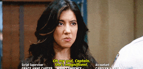 A woman says "Oh my god, Captain. She's magnificent."