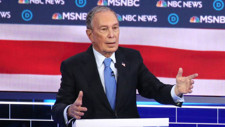 Former New York Mayor Mike Bloomberg speaks during the Democratic presidential debate in Las Vegas, Nev., Wednesday night.