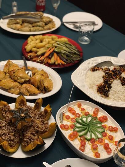 A spread of Armenian dishes.