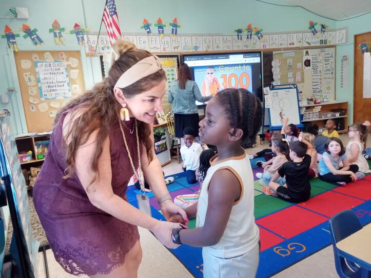 Social worker Jackie Willemain is the homeless liaison for the public school district in West Springfield, Massachusetts. She checks in regularly with students around the district, including at the John Ashley School, an early-childhood center. Most of the children in this class are homeless and living in the state's emergency shelters. The district is teaching an unprecedented number of homeless students this year, many who came to the U.S. with families seeking to stay.<br/>