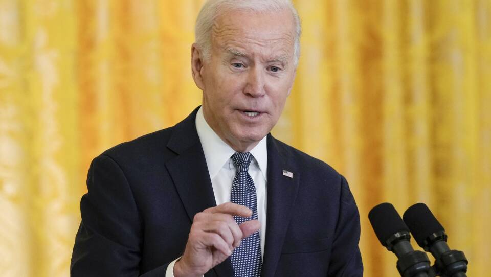 President Biden speaks during a White House news conference Thursday.