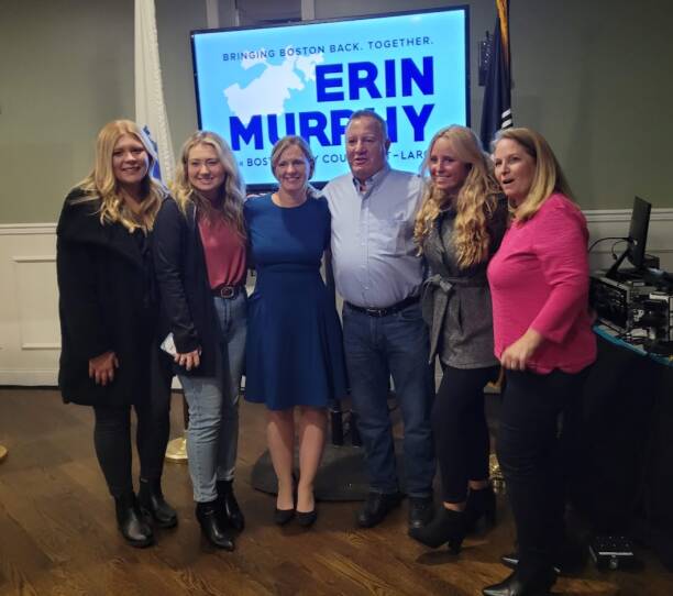 Erin Murphy (third from left) celebrates her win.