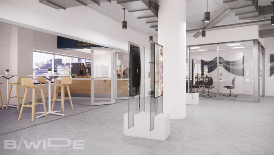 A rendering shows the planned interior of the TLCC space.