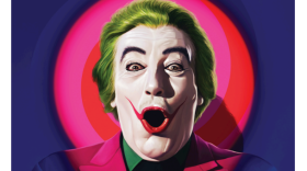A book cover that shows a picture of Cesar Romero in Joker makeup grinning with the title and author information below it.