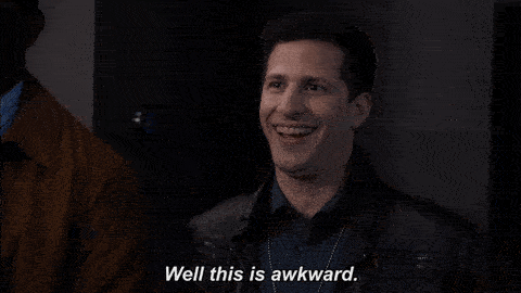 A man says "Well this is awkward."