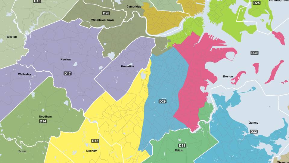 Propsed 2022 Senate districts for Greater Boston.