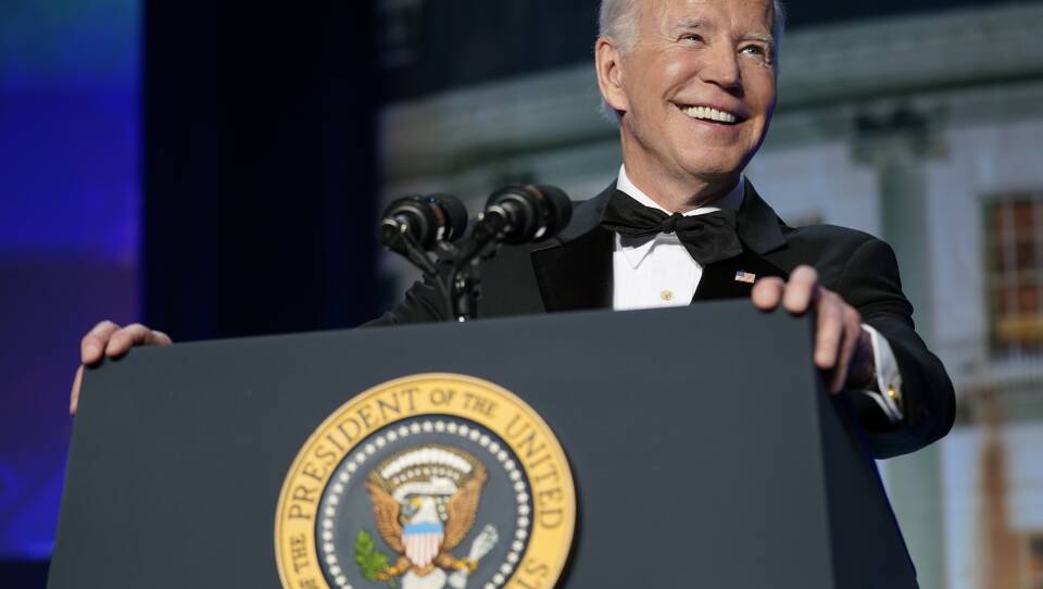President Joe Biden speaks at the annual White House Correspondents' Association dinner, Saturday, April 30, 2022, in Washington.