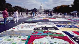 The Aids Quilt, displayed for the first time on the National Mall in Washington, D.C., during the National March on Washington for Lesbian and Gay Rights on October 11, 1987.