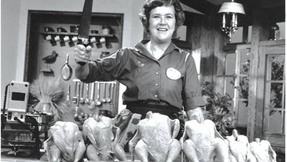 Julia Child with Chickens