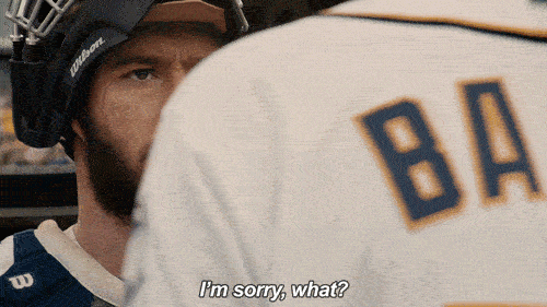 A man says "I'm sorry, what?"
