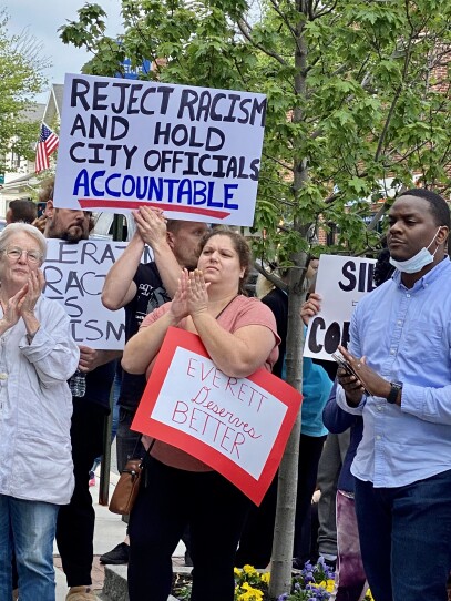 Everett Residents with Protest signs
