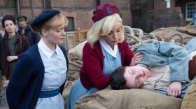 Trixie and Rosalind assess a patient who has collapsed by the docks