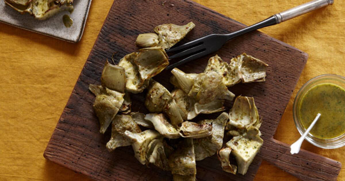 Grilled Artichokes with Salsa Verde from Moveable Feast with Relish Grilled Artichokes with Salsa Verde from Moveable Feast with Relish