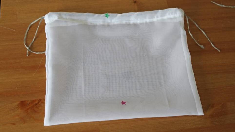 Step-by-step photos for homemade produce bag tutorial.