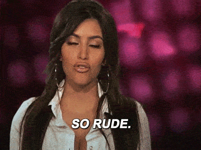 A woman says "so rude."