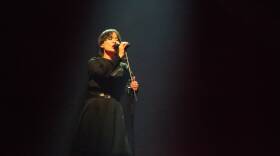 Japanese-American musician Mitski performs on-stage dressed in black at MGM Music Hall at Fenway on February 15, 2024